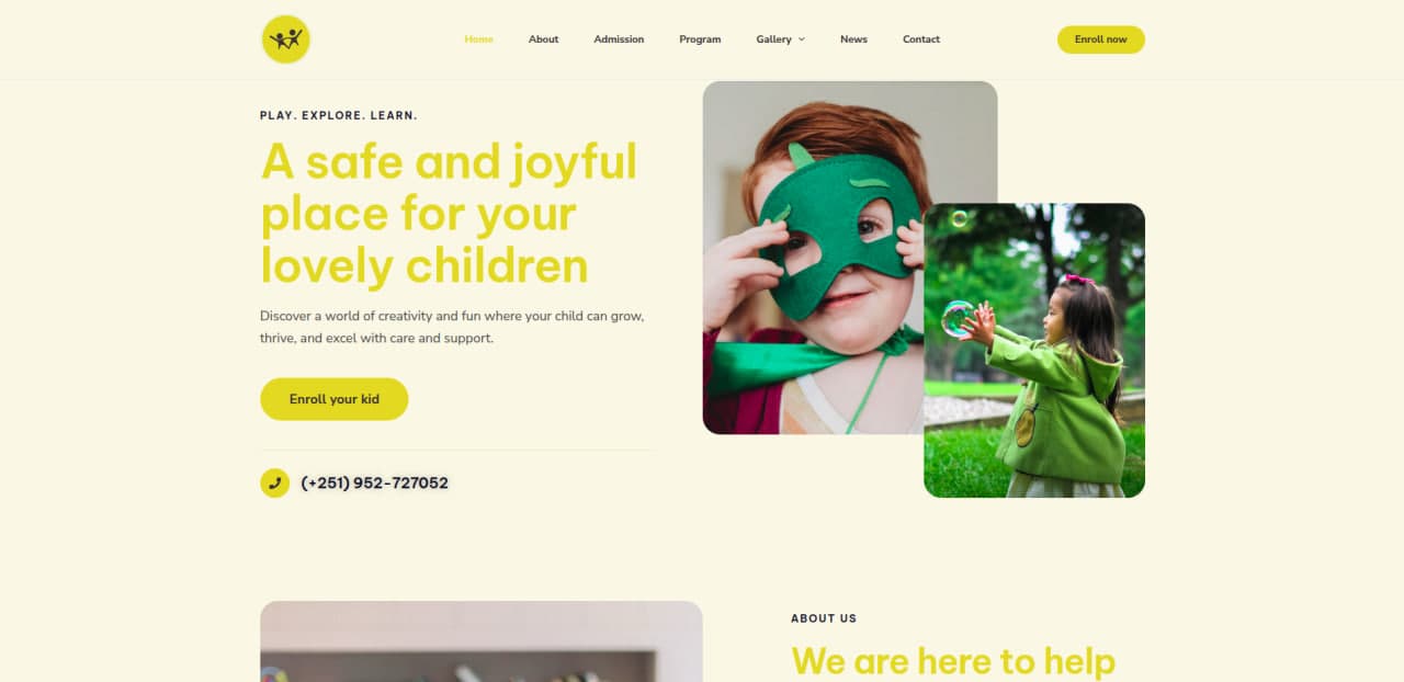 Dorcas Kids Academy website homepage